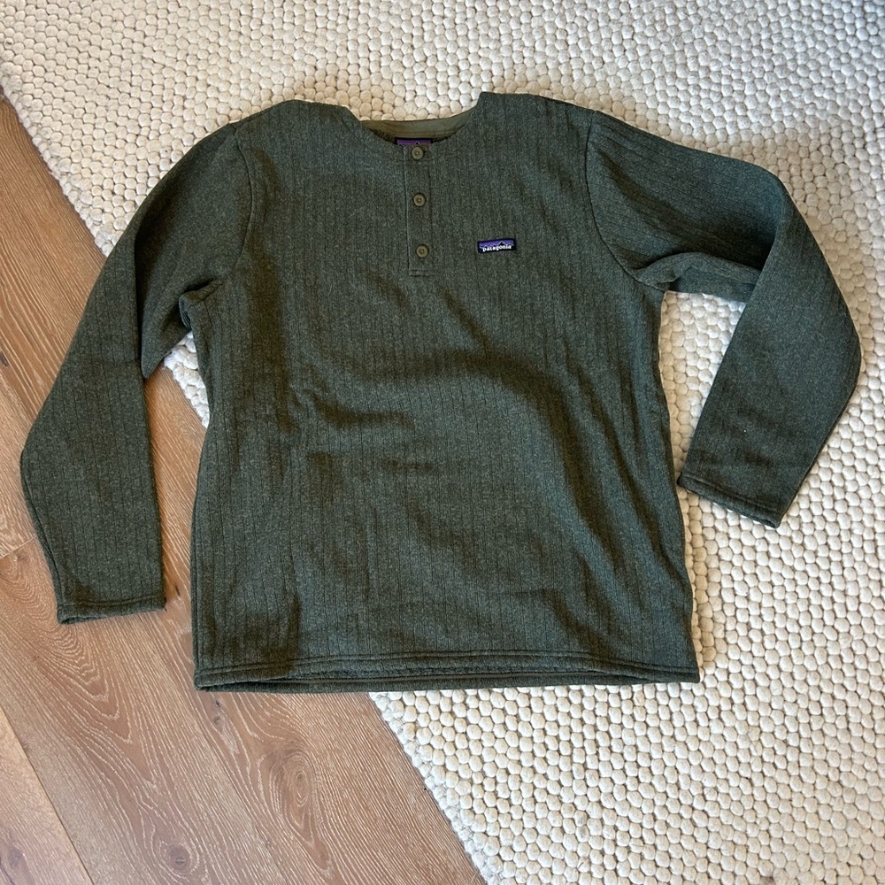 Patagonia Men's Better Sweater Henley Pullover Sz XL Industrial Green Rib Knit